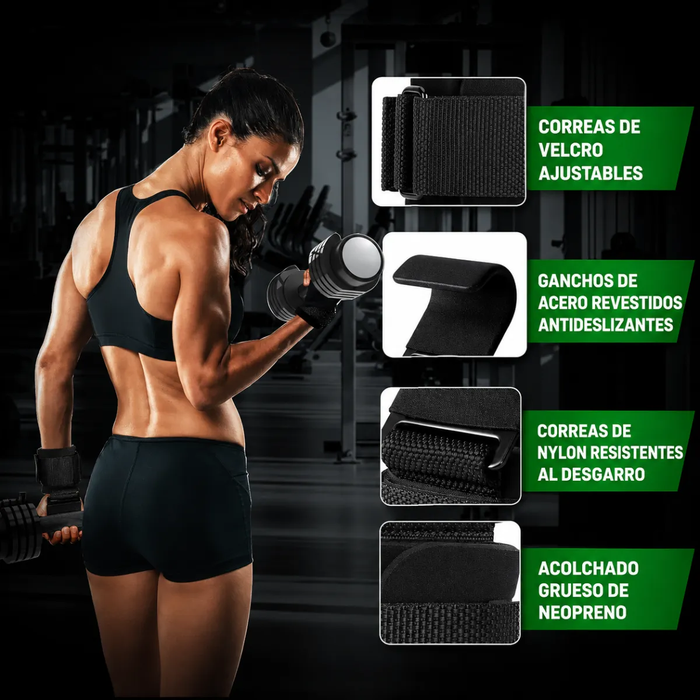 Correa De Levantamiento Pesas Ganchos Straps Gym Muñequera