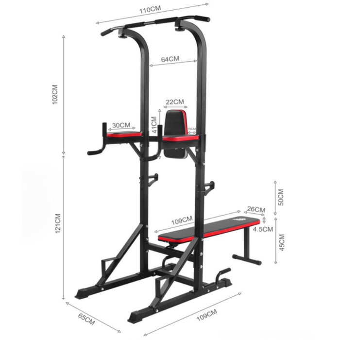 Multigimnasio Barra Multifuncional Dominadas Entrenamiento Negro Negro/rojo