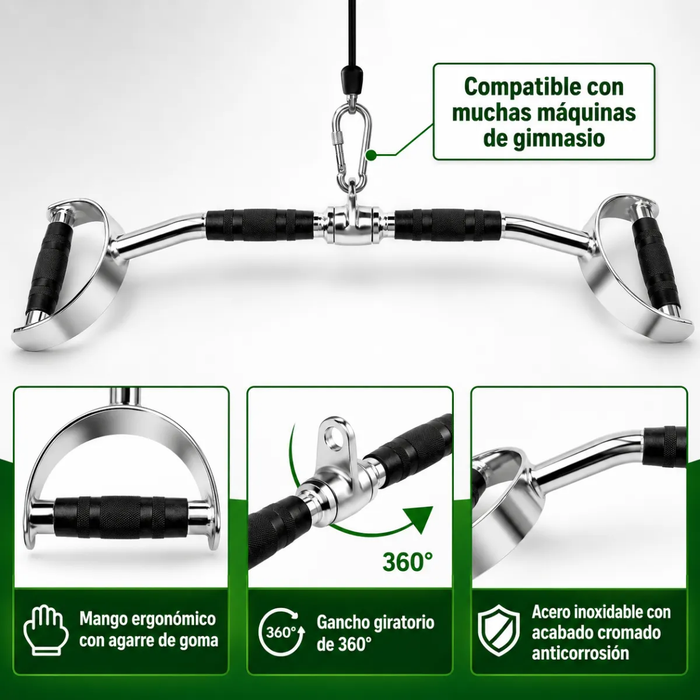 Barra Dorsal De Gimnasio Polea Agarre Cromada Fitness Tricep