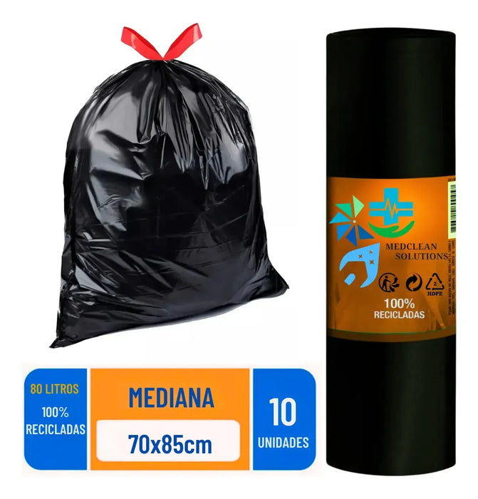 10 Bolsas para Basura Cordon Asa Pequeña y grande