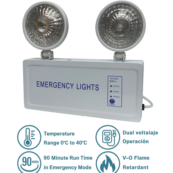 Lampara Emergencia Luz Led 2 Focos Recargable Automatica 220