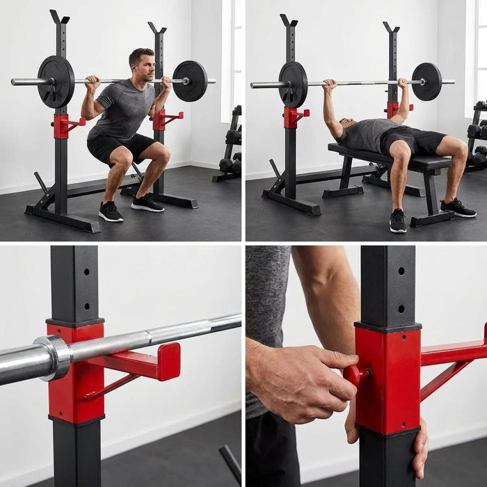 Press Banca Multifuncional Rack Squat Porta Pesa Ajustable