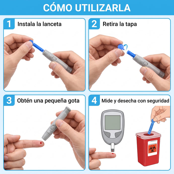 X100 Lancetas Esteril Glicemia Lancetas Insulina Universal