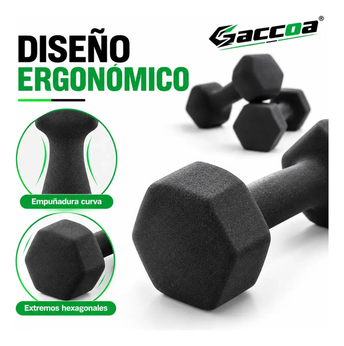Par Mancuernas Vinilo Hexagonal Gimnasio Ejercicios Gym 1 Kg