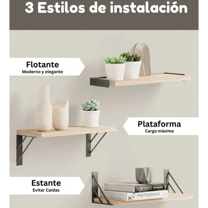 3x Repisa De Madera Moderna Repisas Flotantes Multiproposito