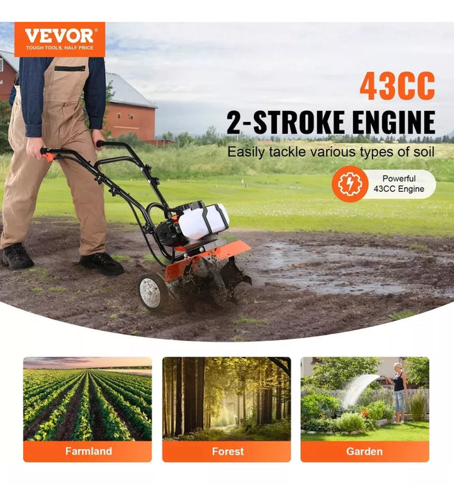 Motocultivador 2t Gasolina Cultivador 52cc 300mm 1,65kw