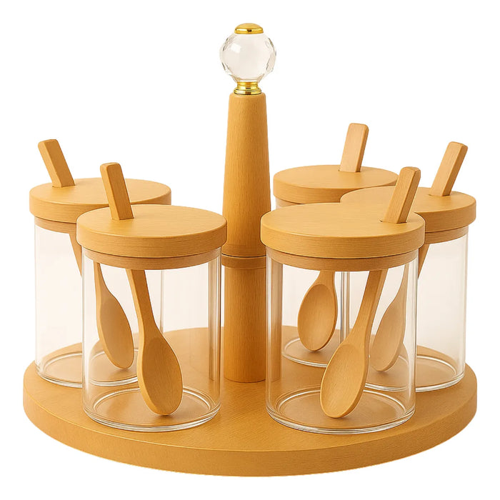 Porta Condimentero 5 Especieros Giratorio Organizador Cocina