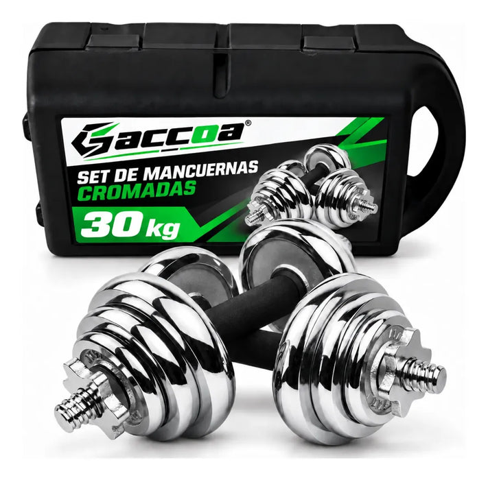 Mancuernas Pesas Discos Barra Ajustables Maleta Fitness 15kg