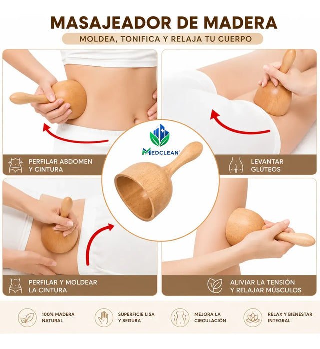 Kit 6pcs Rodillo Maderos De Masajes Maderoterapia Reductivo