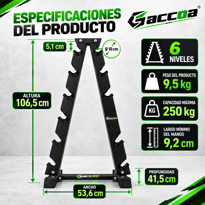 Rack Soporte Porta Mancuernas Mancuernero Vertical 6 Pares