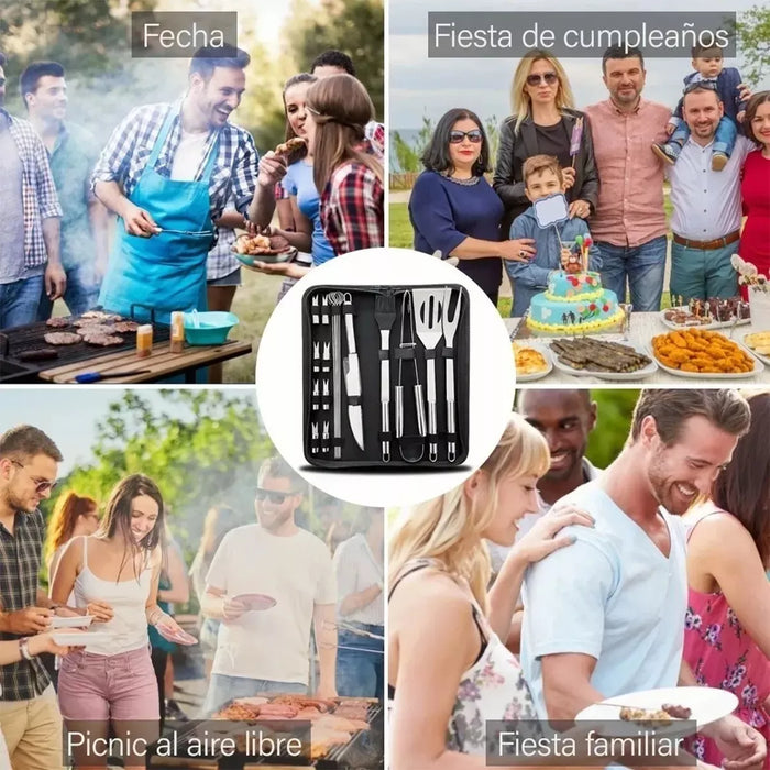 Kit Herramientas Asado Set Parrillero Asado Barbacoa 18 Pcs