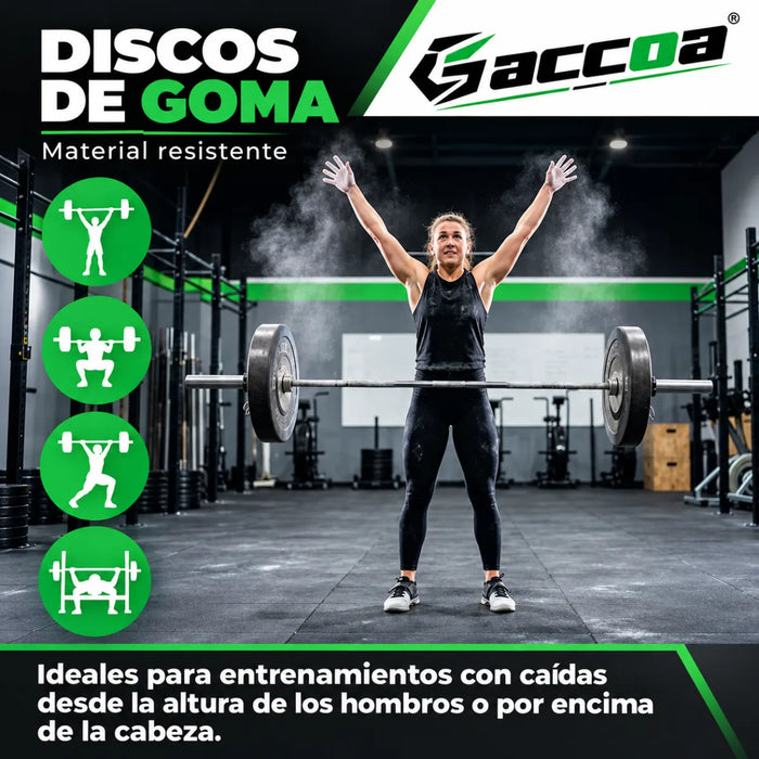 Disco Bumper Olimpico Antideslizante Goma Fitness Gym