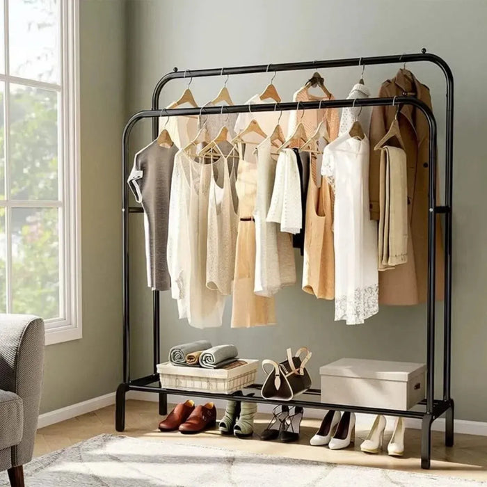 Perchero Exhibidor Movible Metalico Organizador Doble Ropa