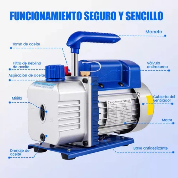 Bomba De Vacio 1/4 Hp 220v Bomba Para Refrigeración 2.5cfm