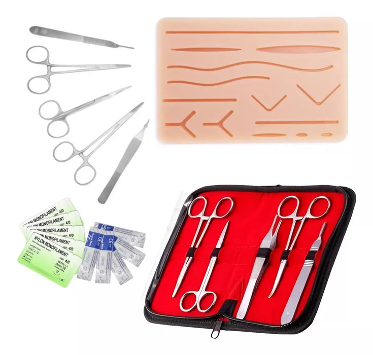 Kit Practica De Suturas 3 Capas 14 Cortes Pinzas Quirurgicas