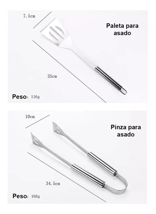 Kit Herramientas Asado Set Parrillero Asado Barbacoa 18 Pcs