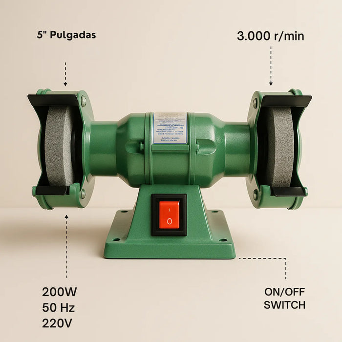 Esmeril De Banco Eléctrico 5 Pulgadas 200w Pulidora 3000rpm