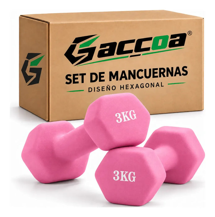 Par Mancuernas Vinilo Hexagonal Gimnasio Ejercicios Gym 3 Kg