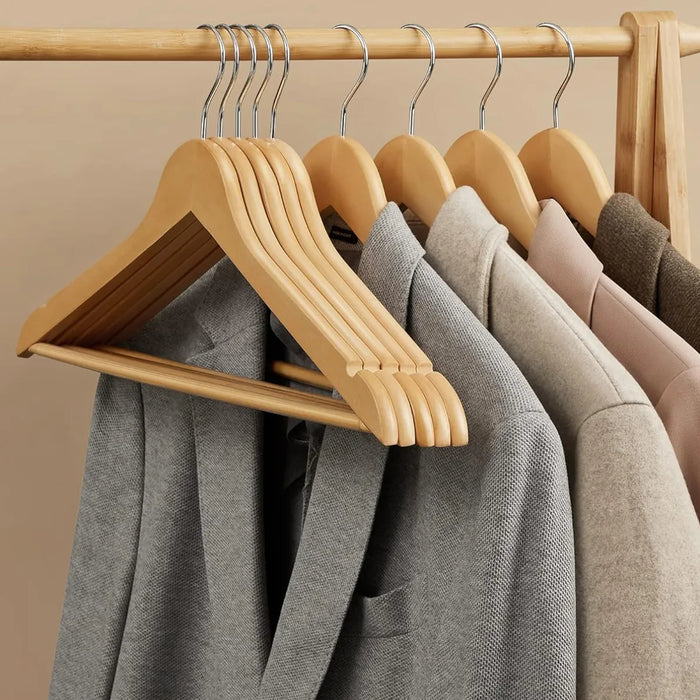 10 Perchas Gancho De Ropa Colgadores Antideslizantes Madera