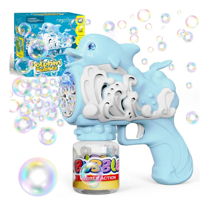Pistola Burbujas Lanzadora Luz Niños Lanza Burbuja + Liquido
