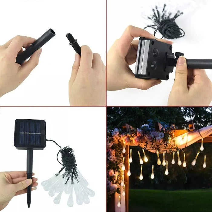 Guirnaldas Solares Jardin Navidad Luces Meteoritos 7m 50led