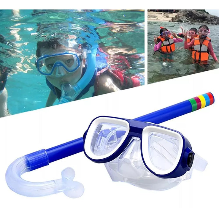 Set De Buceo Snorkel Aletas Mascara Piscina Playa Ajustable