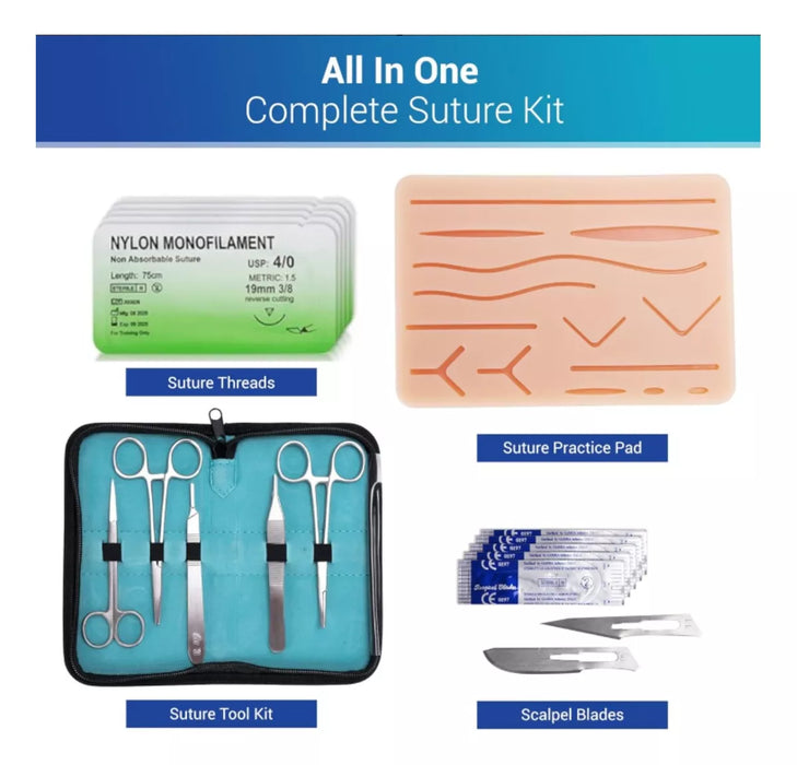 Kit Practica De Suturas 3 Capas 14 Cortes Pinzas Quirurgicas