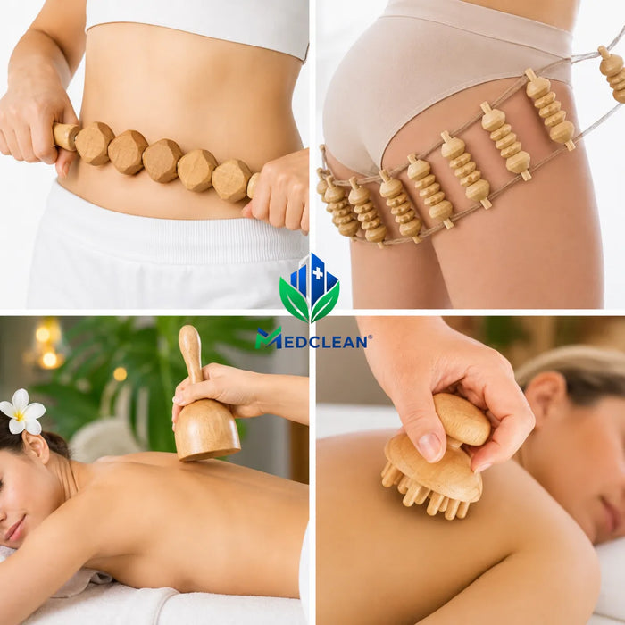 Kit 6pcs Rodillo Maderos De Masajes Maderoterapia Reductivo