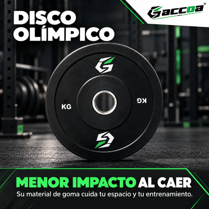 Disco Bumper Olimpico Antideslizante Goma Fitness Gym