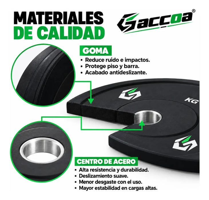 Disco Bumper Olimpico Antideslizante Goma Fitness Gym