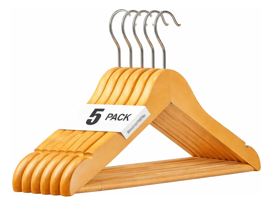 X5 Perchas Gancho De Ropa Colgadores Antideslizantes Madera
