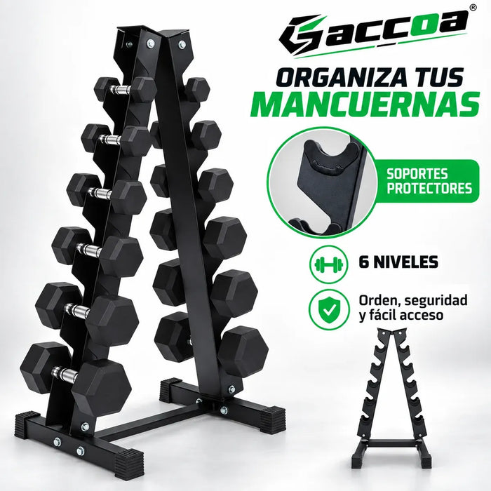 Rack Soporte Porta Mancuernas Mancuernero Vertical 6 Pares