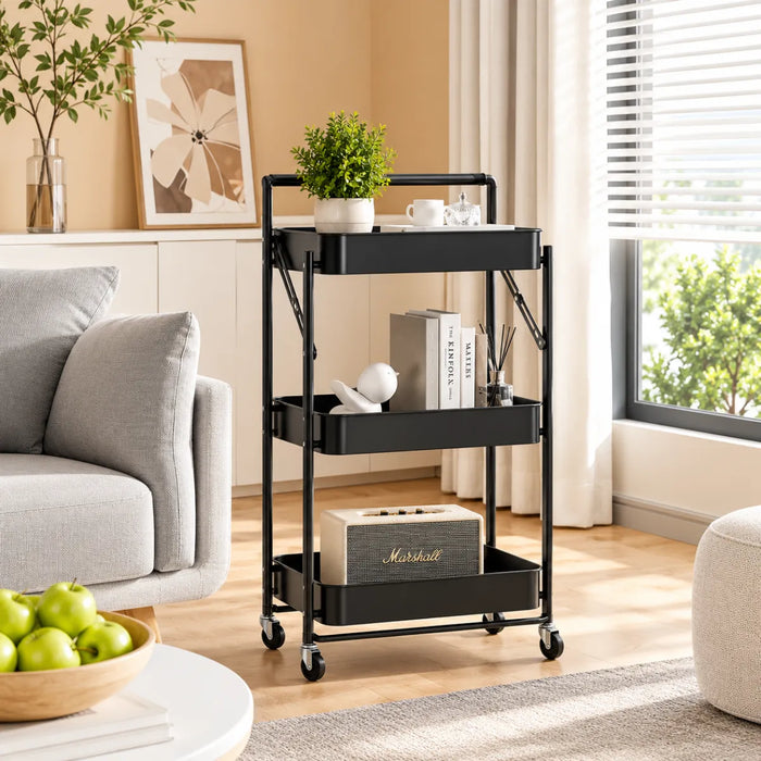 Carro Organizador De 3 Niveles Plegable Baño Multiuso Cocina