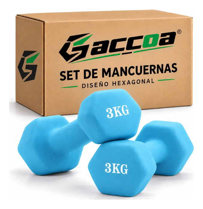 Par Mancuernas Vinilo Hexagonal Gimnasio Ejercicios Gym 3 Kg
