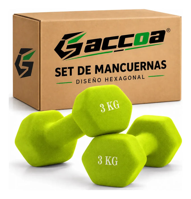 Par Mancuernas Vinilo Hexagonal Gimnasio Ejercicios Gym 3 Kg