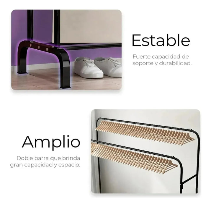 Perchero Exhibidor Movible Metalico Organizador Doble Ropa