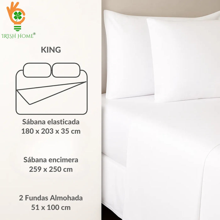 Sábanas Hotel Irish Home Microfibra King Funda Almohadas