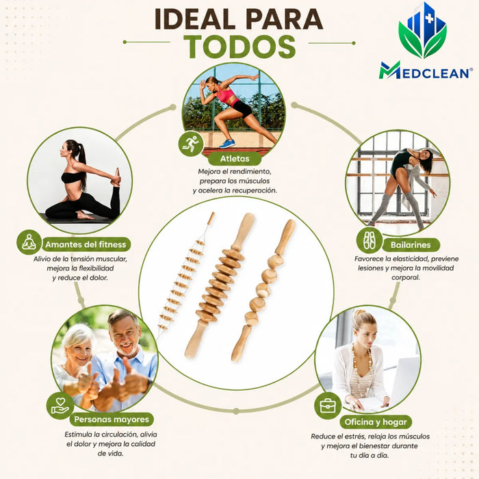 Kit 6pcs Rodillo Maderos De Masajes Maderoterapia Reductivo
