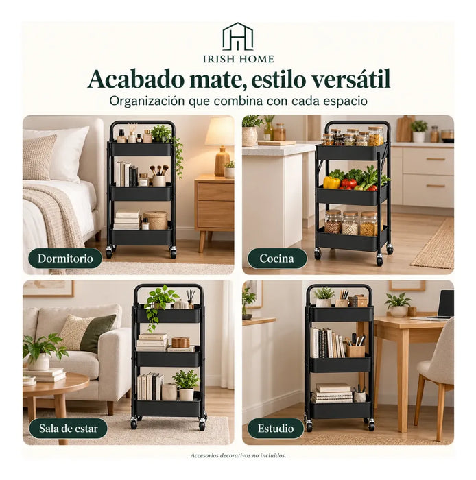 Carro Organizador De 3 Niveles Plegable Baño Multiuso Cocina