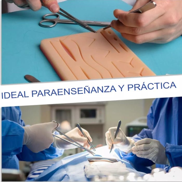 Kit Practica De Suturas 3 Capas 14 Cortes Pinzas Quirurgicas