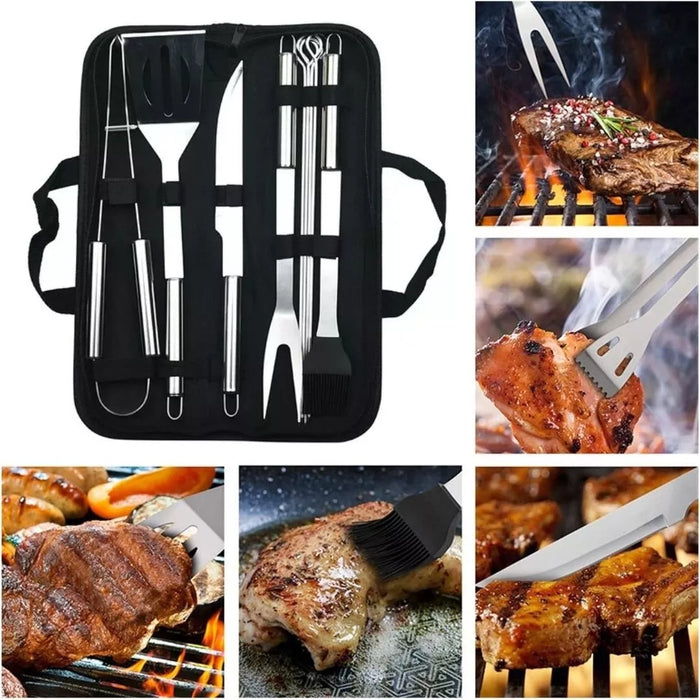 Set Asado Parrillero Accesorios Parrilla Asado Kit Asado 9pz