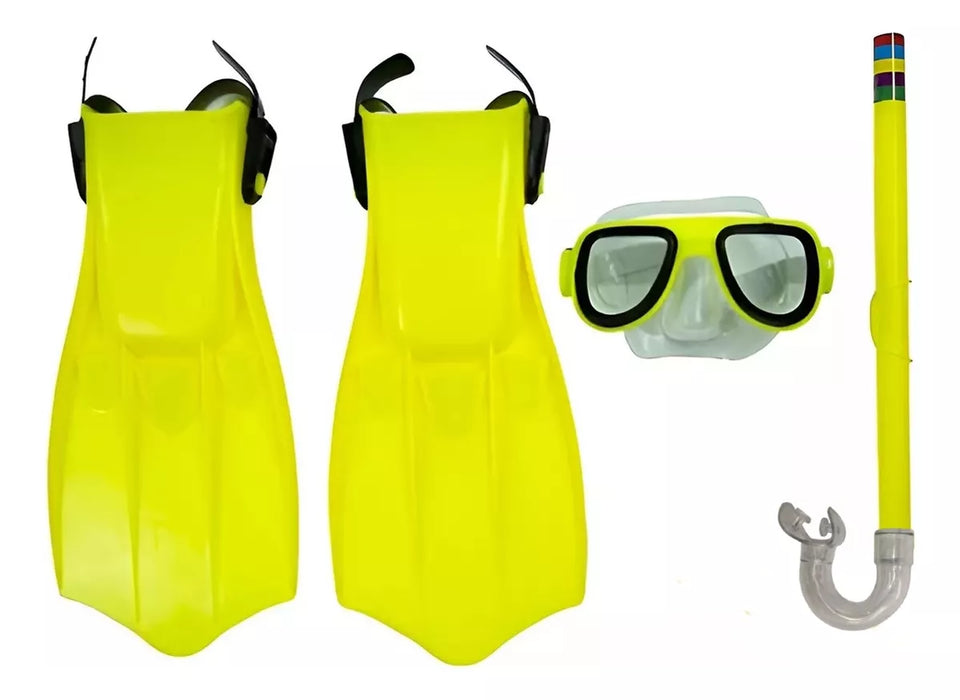Set De Buceo Snorkel Aletas Mascara Piscina Playa Ajustable