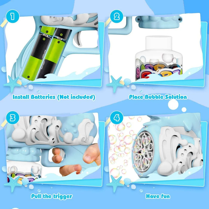 Pistola Burbujas Lanzadora Luz Niños Lanza Burbuja + Liquido