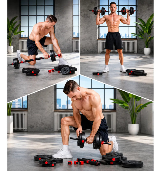 Mancuernas Barra Ajustables Pesas Discos Unible Fitness 20kg