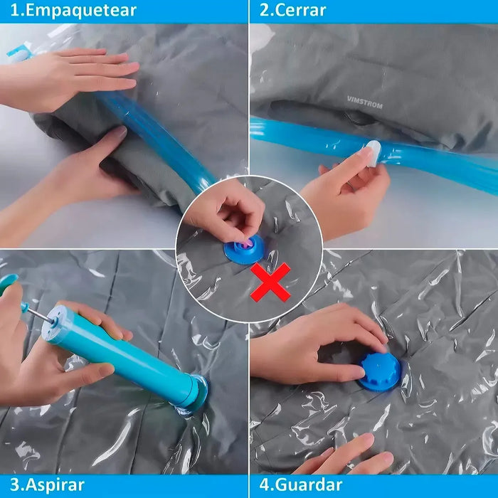 X5 Bolsas Vacio Compresion Bolsa Guardar Ropa 70x100 + Bomba