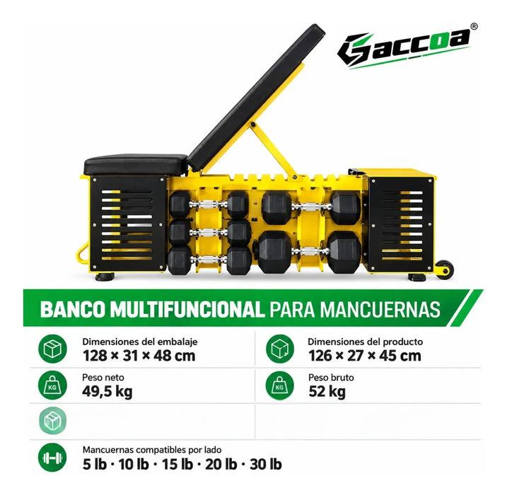 Banco Gimnasio Ajustable Ejercicios Rack Mancuerna Inclinado