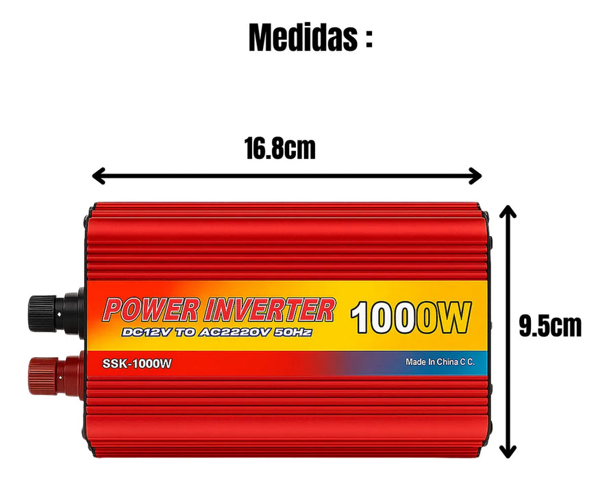 Inversor De Corriente Del Coche 12v A 220v Convertidor 1000w