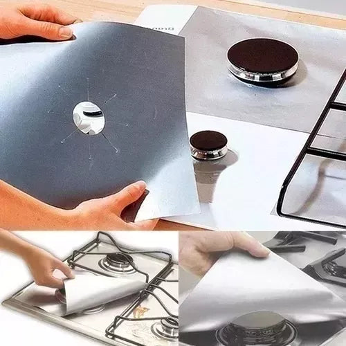 12 Laminas Protector Cocina Papel Aluminio Estufa Fogón Gas