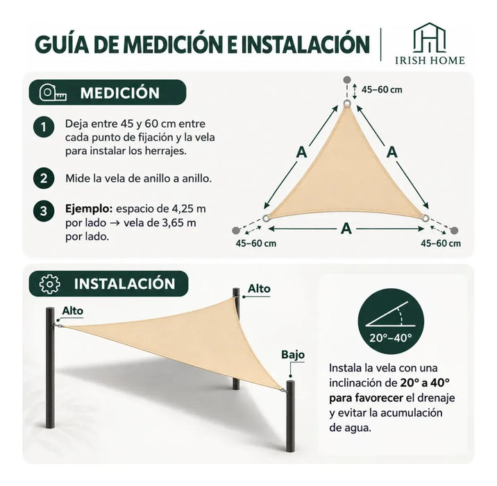 Carpa Camping Vela Sombreadora Toldo Triangular Vela 3.6x3.6