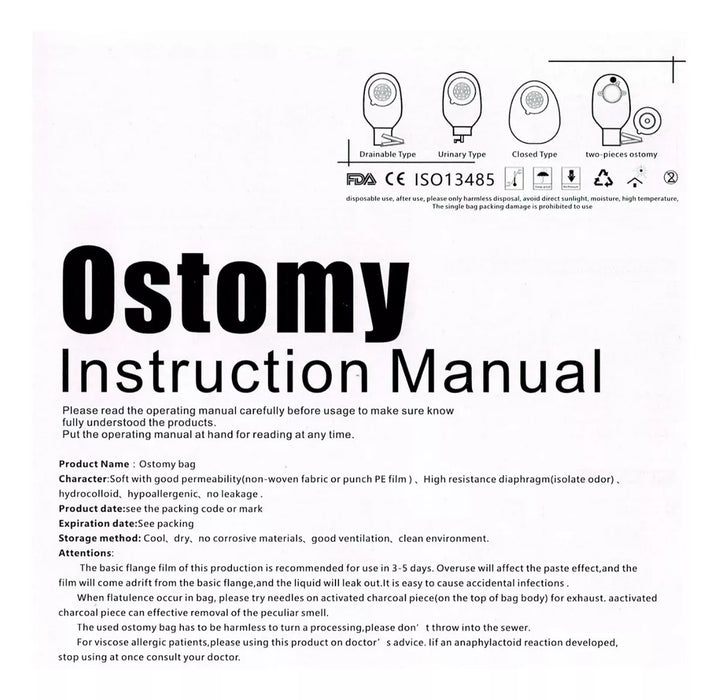 10x Bolsa Colostomia Placa Aro Ostomia 65mm